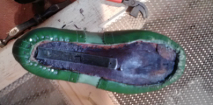 Then I cemented in a metal shank, which will help keep the sole rigid.